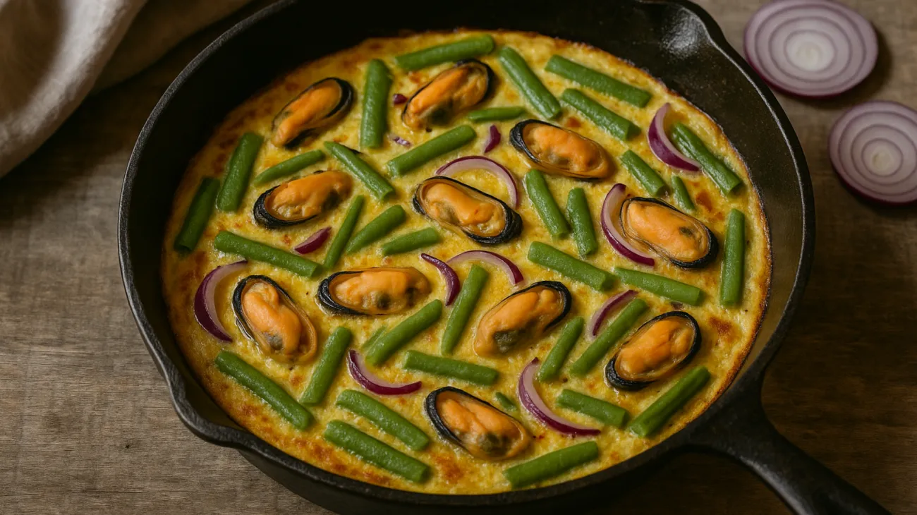 Frittata cozze fagiolini"