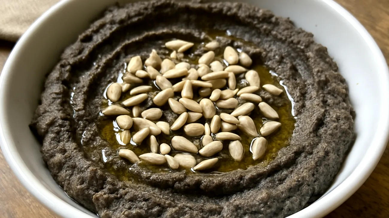 Hummus di ceci neri con semi di girasole"