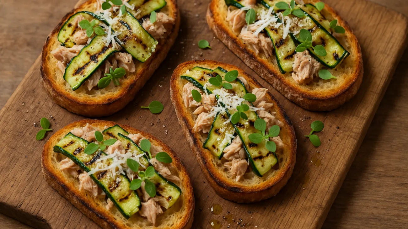Pane toscano tonno zucchine grigliate"