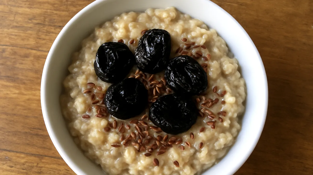 Porridge di avena con semi di lino e prugne secche"