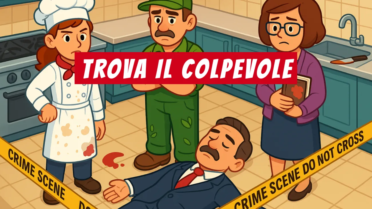 Solo i veri geni riescono a risolvere questo enigma: scopri chi è il colpevole nel delitto in cucina e metti alla prova la tua intelligenza!"