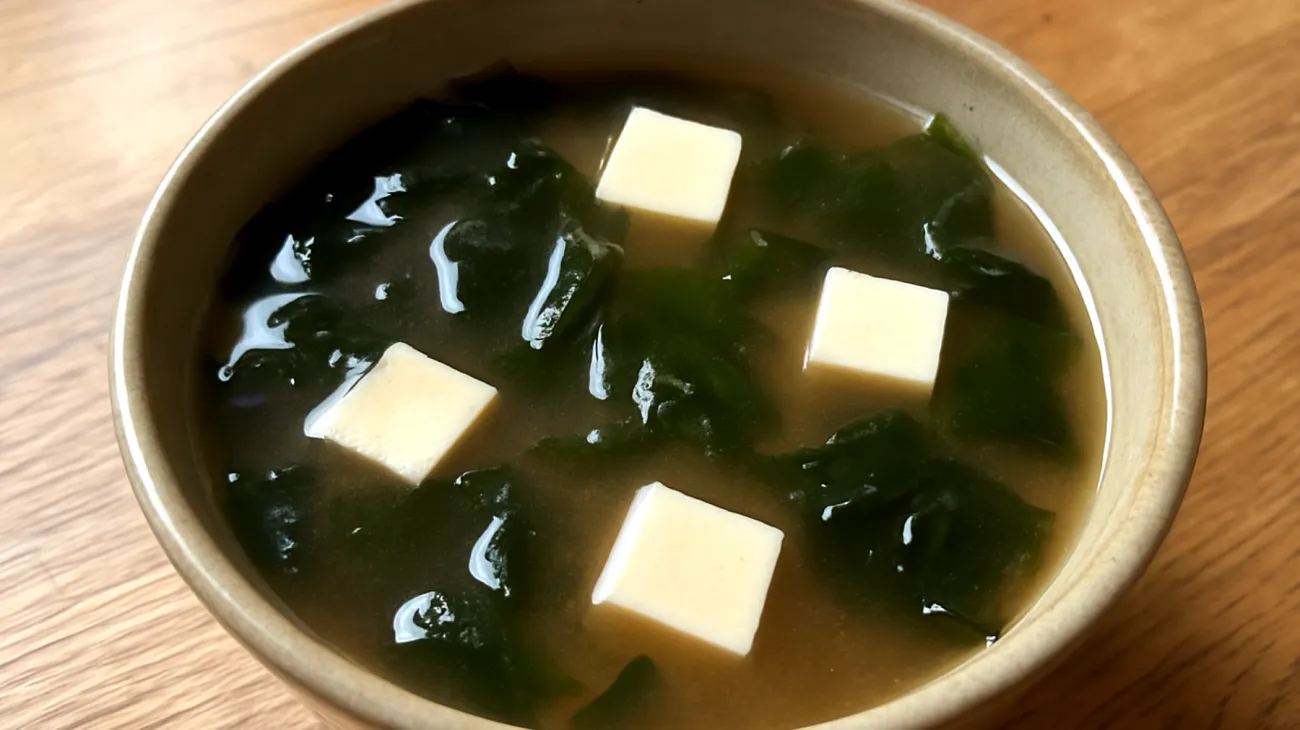 Zuppa di miso con alghe wakame e tofu"